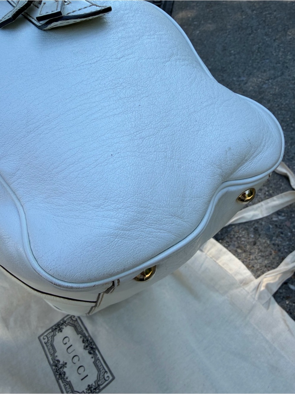 Gucci White Leather Britt Large Boston GG Shoulder Bag+Dust Bag - Picture 10 of 17